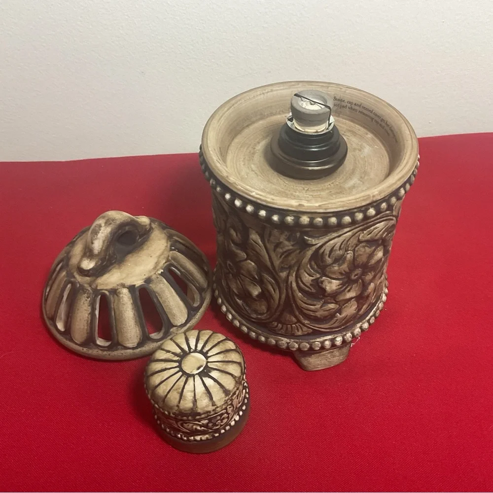 Greenleaf Ceramic Fragrance Diffuser Potpourri Holder Bohemian Floral Decor 7.5”